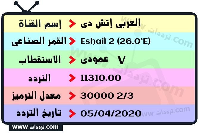 تردد قناة العربي إتش دي على القمر سهيل سات 2 26 شرق 2024